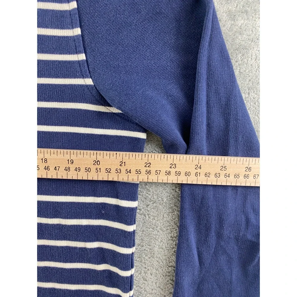 Banana Republic Mens Navy Blue White Striped Quarter Zip Pullover Sweater Large